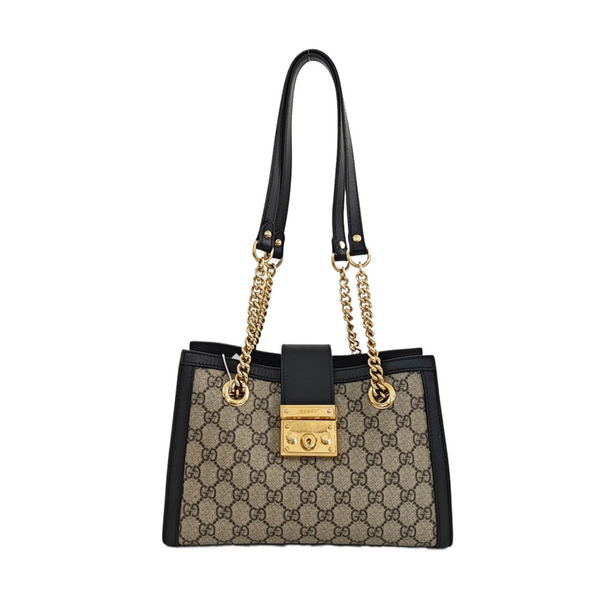 Padlock Small Monogram Coated Canvas Beige