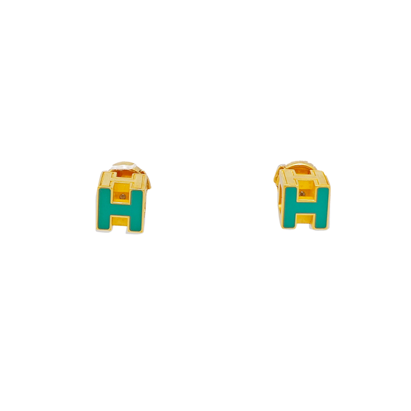 Cage D'h Metal Green Stud Earrings
