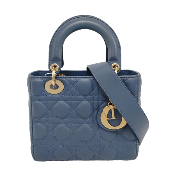 Lady Dior Small Cannage Lambskin Blue