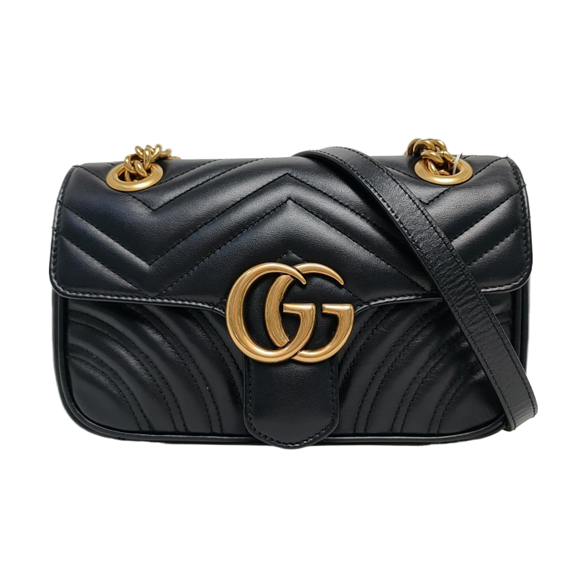 GG Marmont Small Quilted Calfskin Black