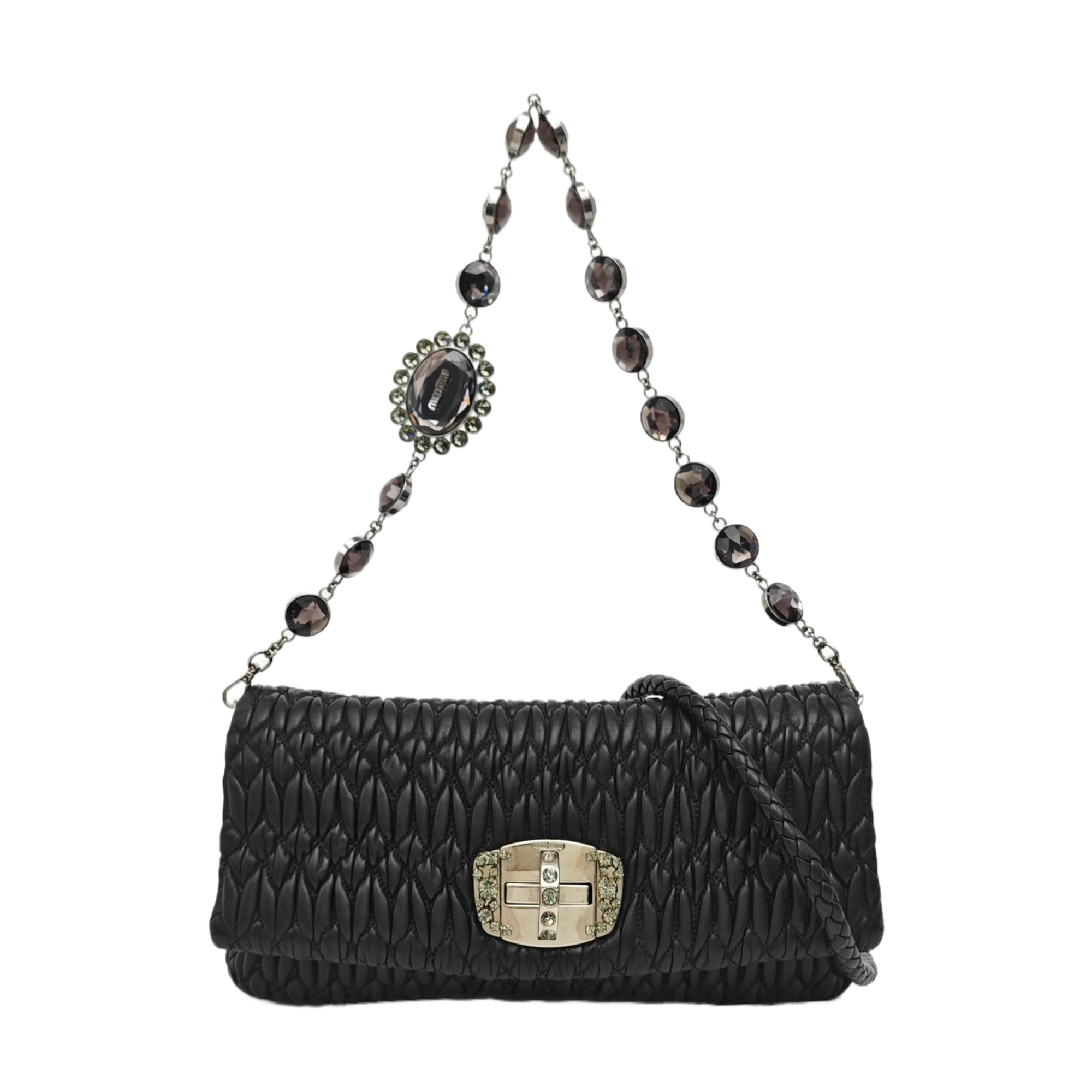 Quilted Lambskin Top Handle Bag Black