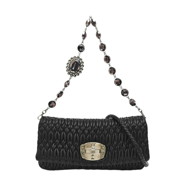 Quilted Lambskin Top Handle Bag Black