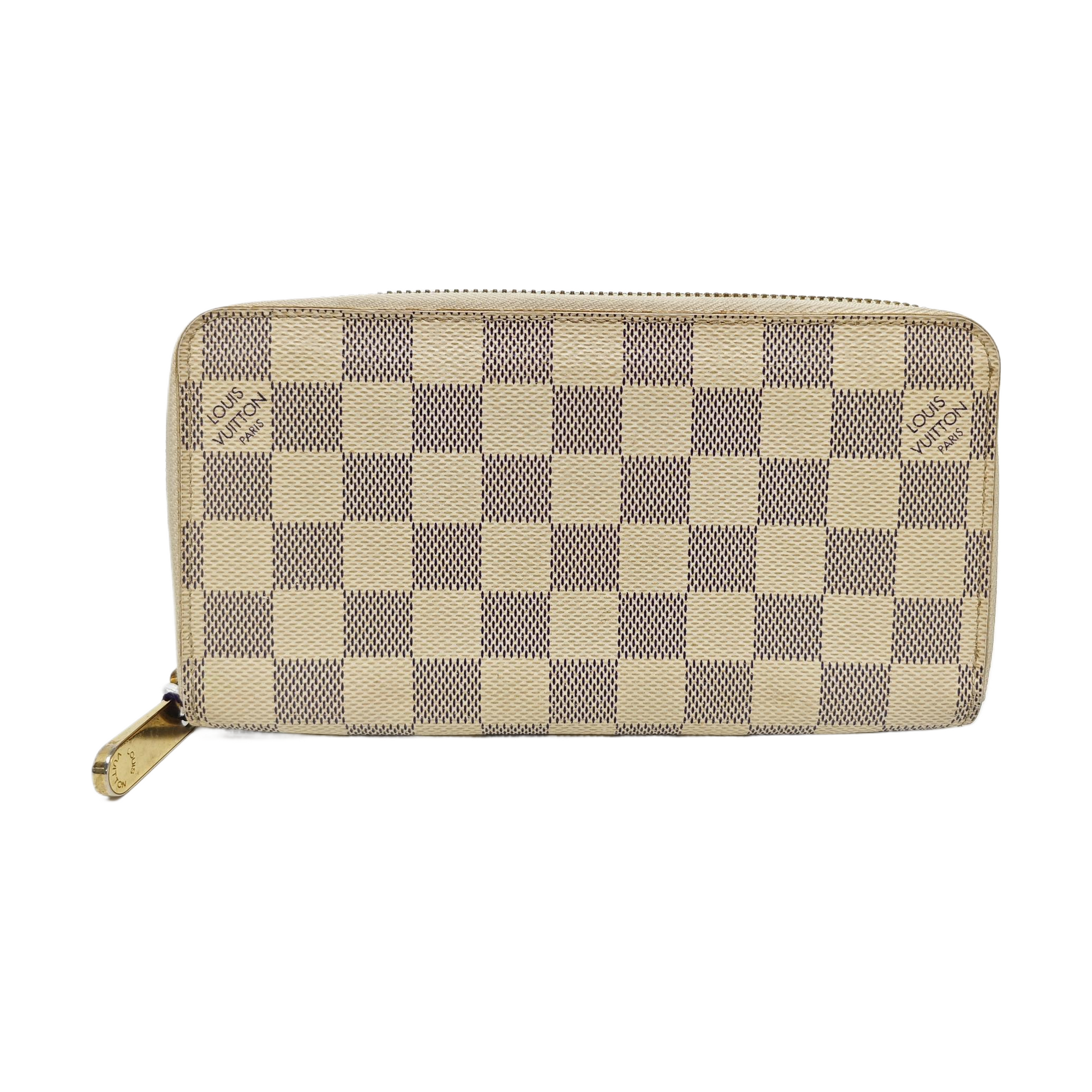 ZIPPY Damier Azur Coated Canvas White Wallet