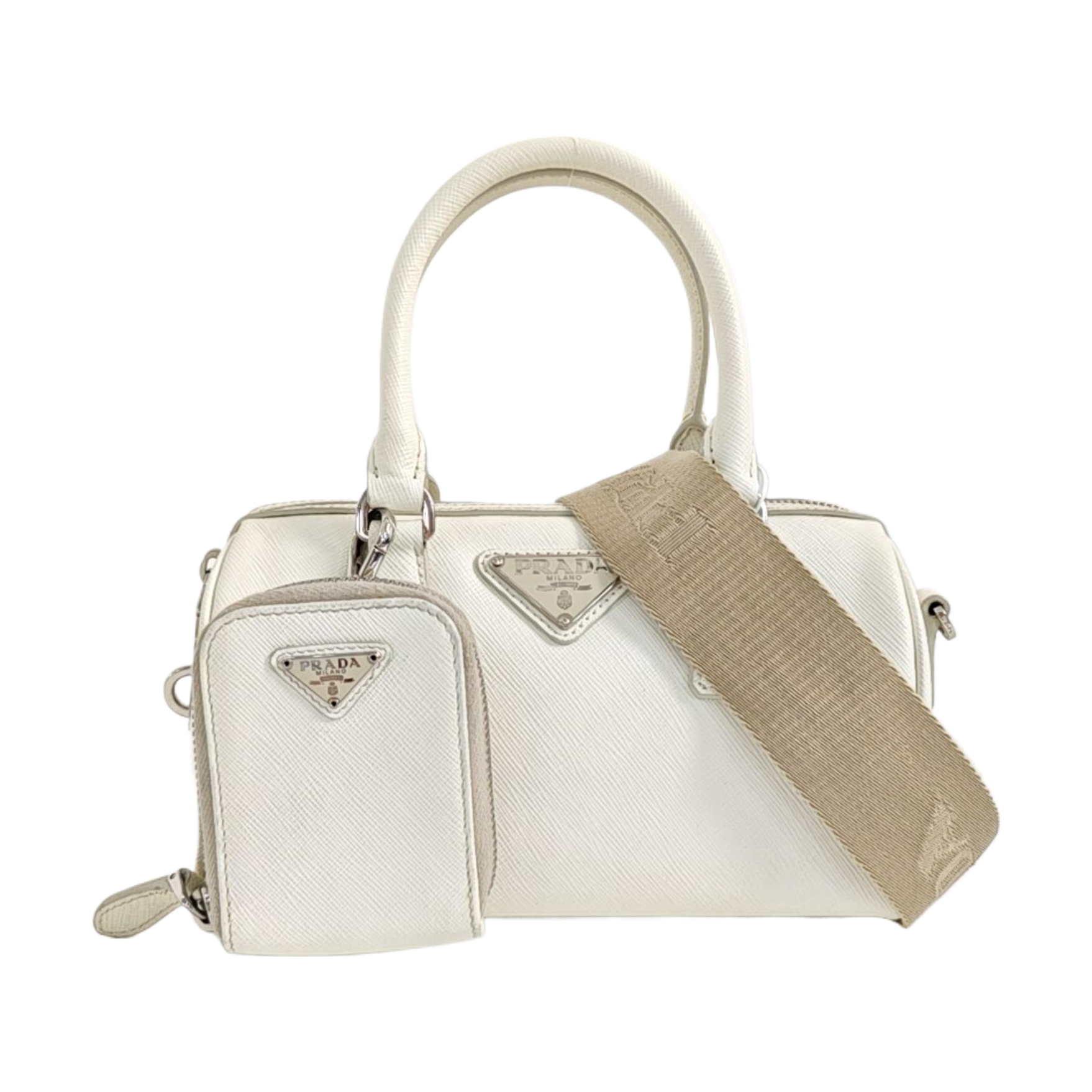 Saffiano Calfskin Shoulder Bag White