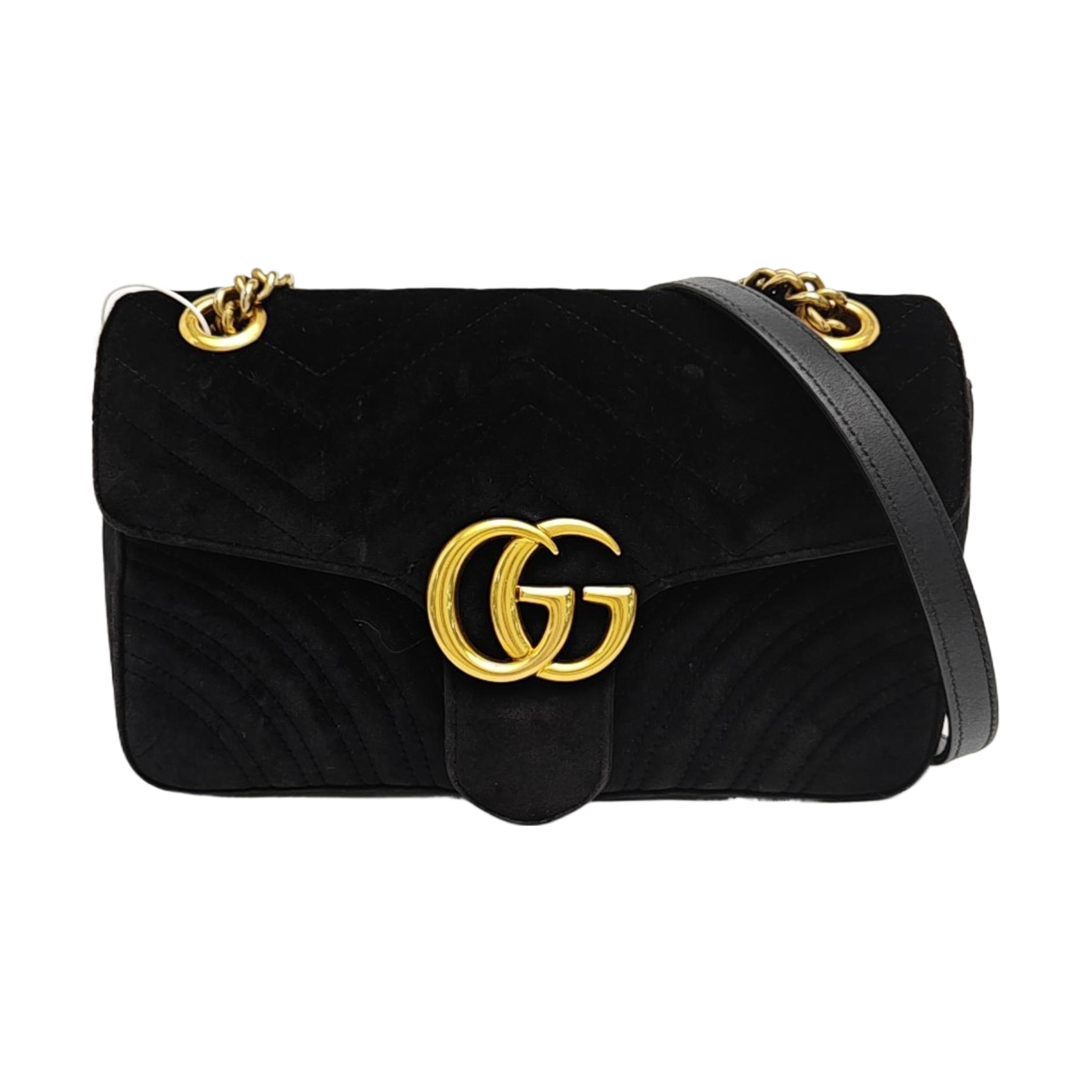 GG Marmont Medium Quilted Velvet Black