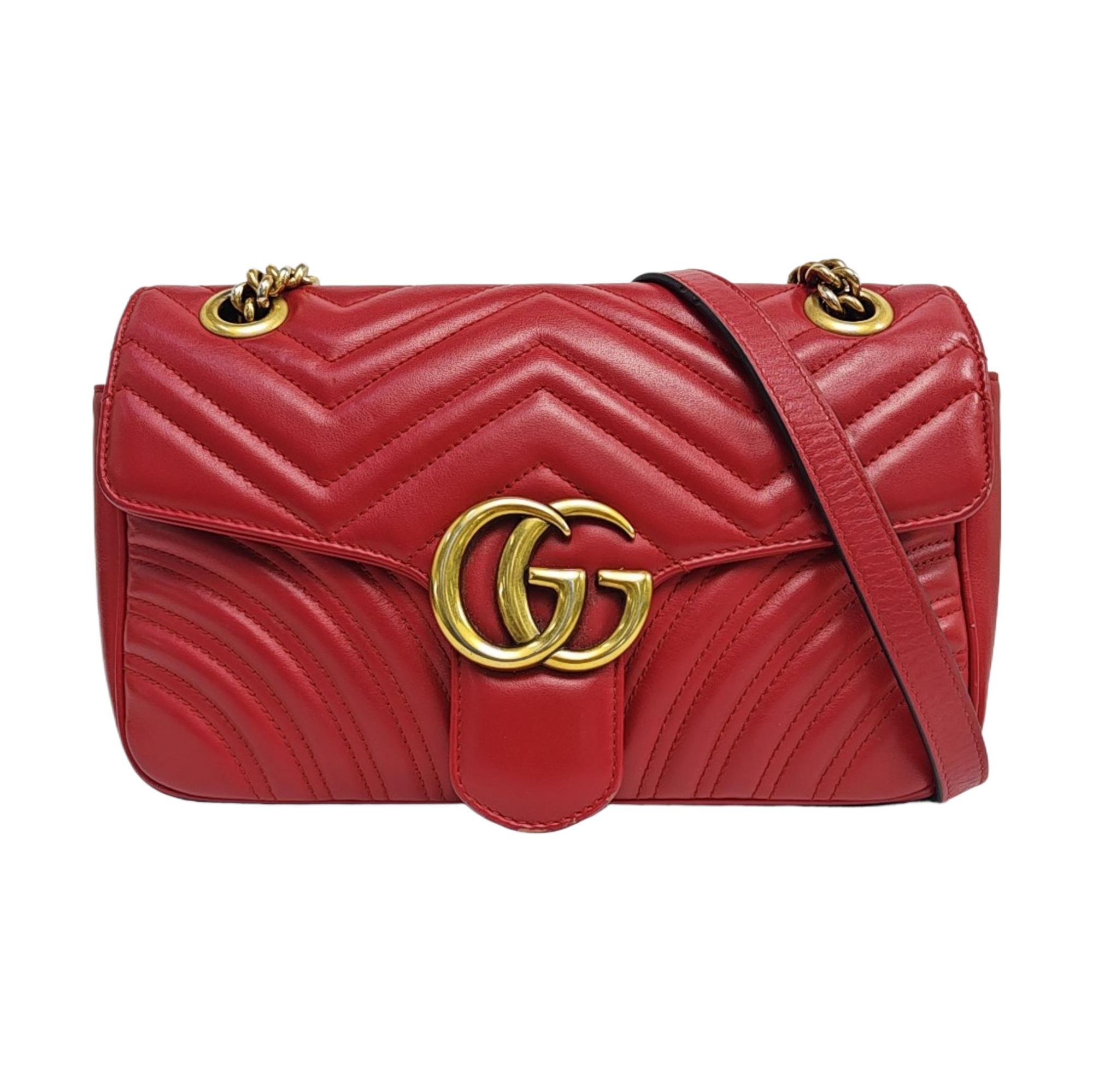 GG Marmont Medium Quilted Calfskin Red