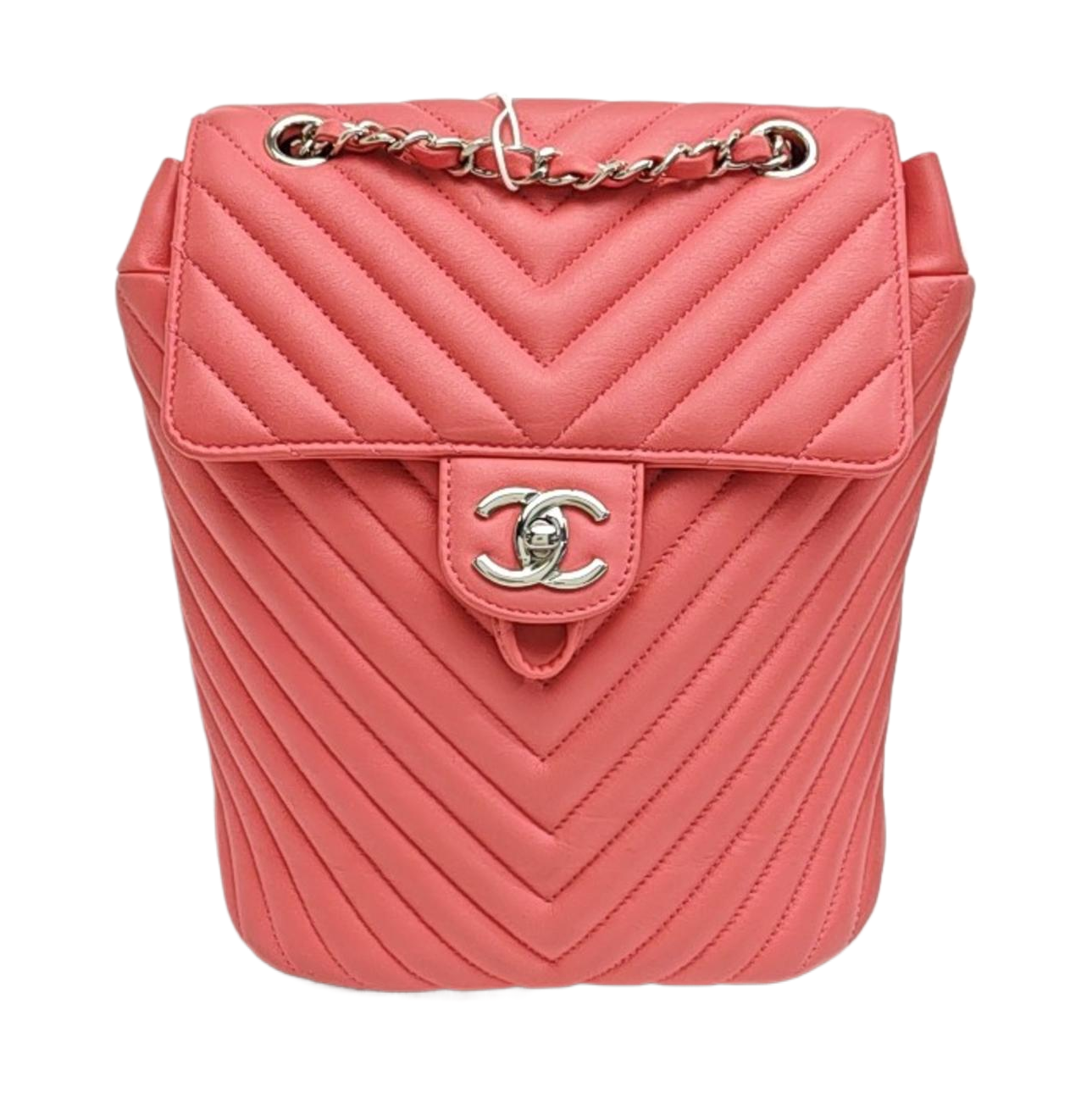 Chevron Calfskin Backpack Pink
