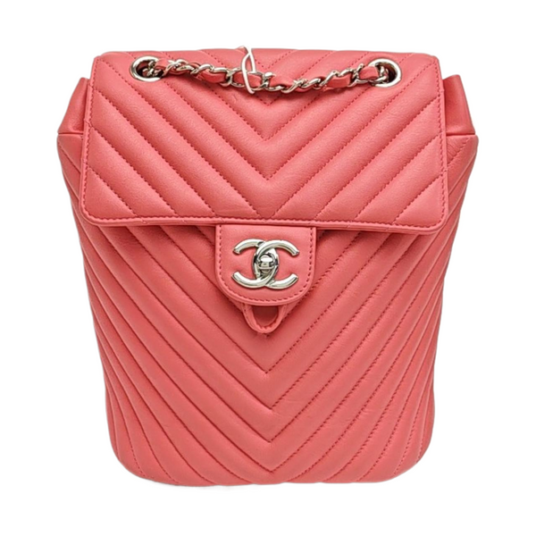 Chevron Calfskin Backpack Pink