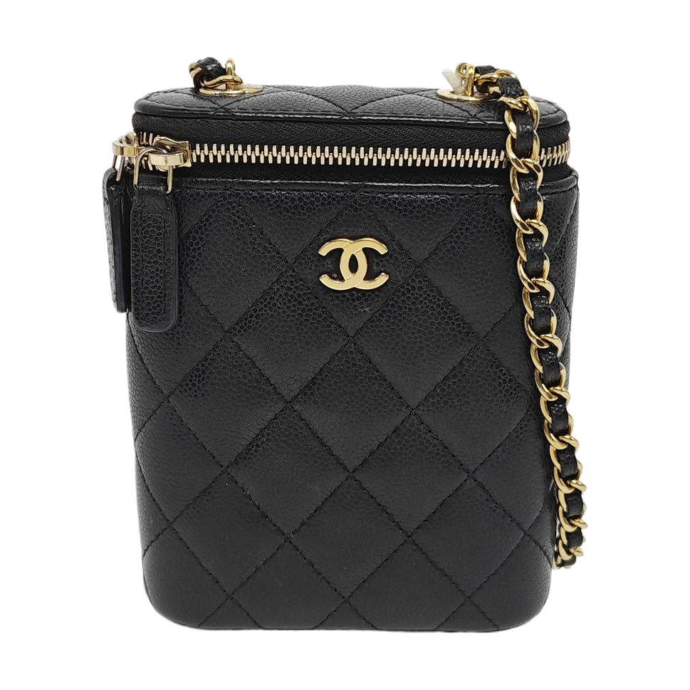VANITY CASE Mini Quilted Grained Calfskin Black
