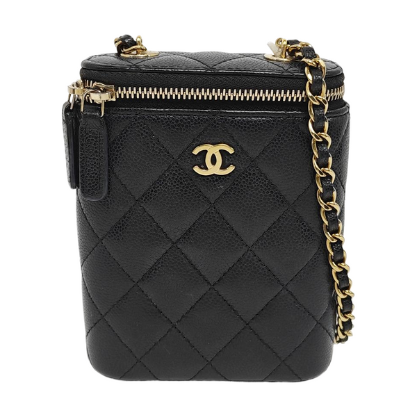 VANITY CASE Mini Quilted Grained Calfskin Black