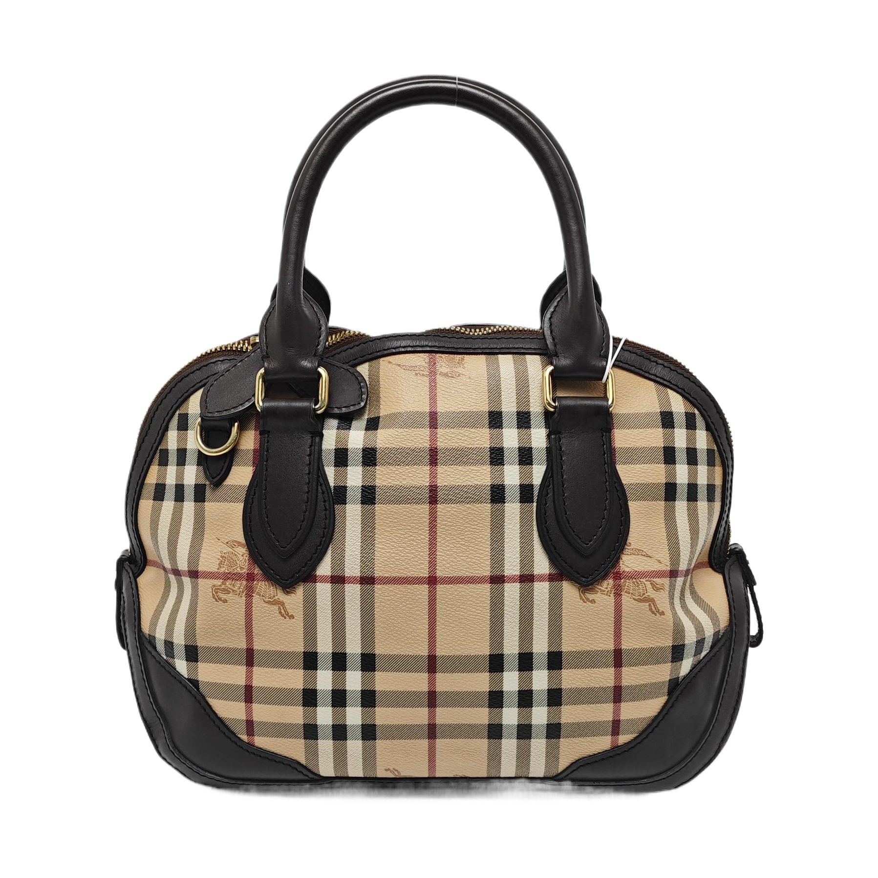 Coated Canvas Top Handle Bag Small Beige