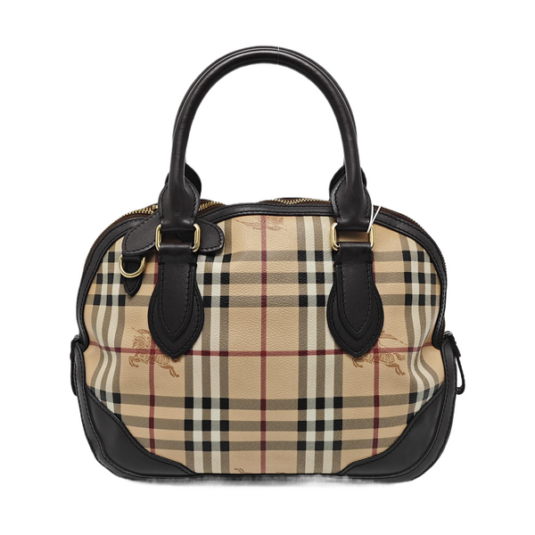Coated Canvas Top Handle Bag Small Beige