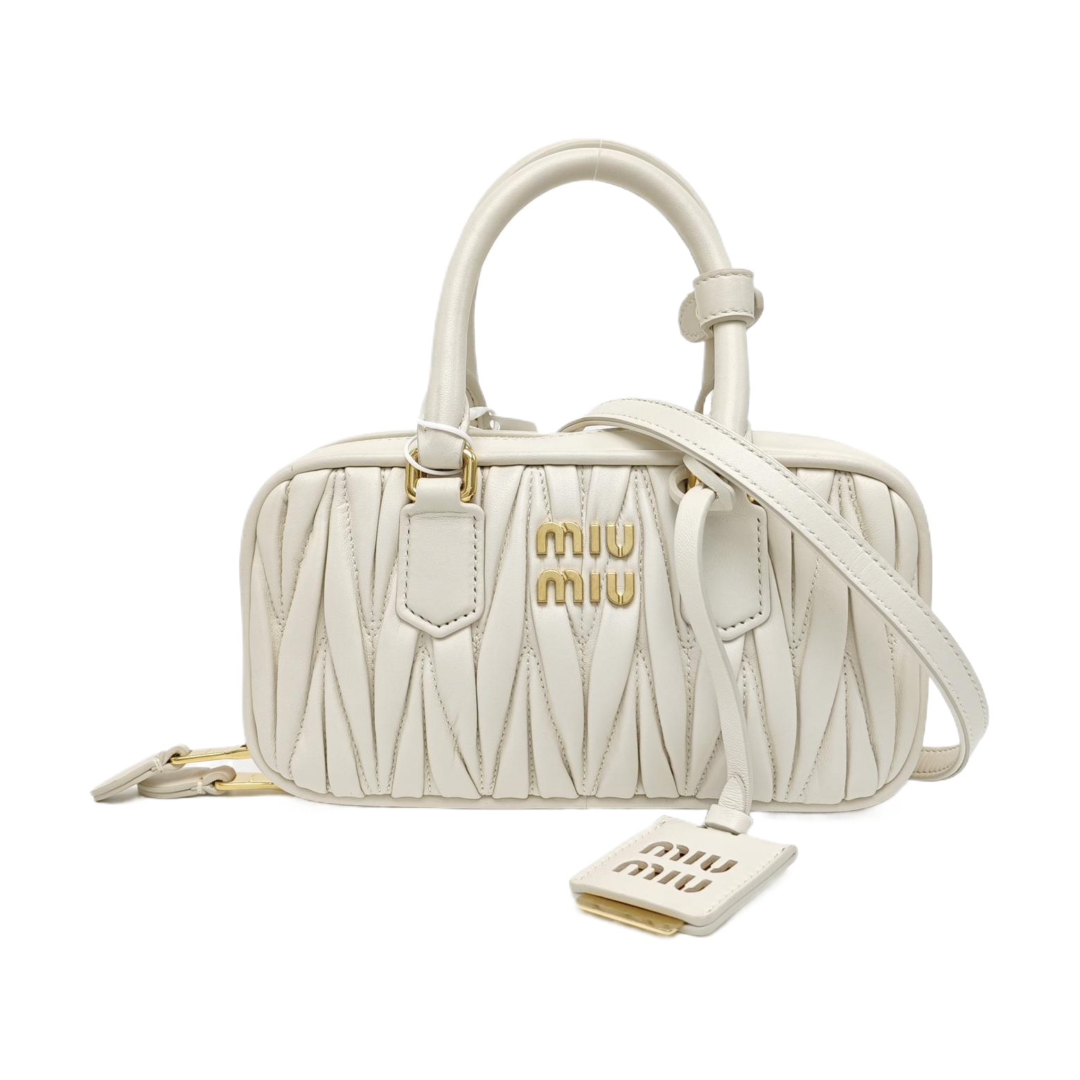 Arcadie Matelassé Mini Quilted Lambskin White