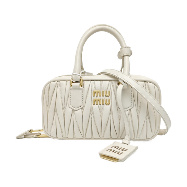 Arcadie Matelassé Mini Quilted Lambskin White