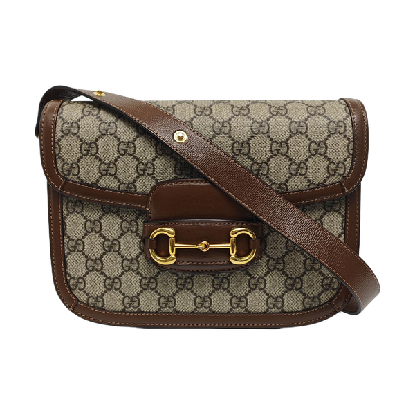 Horsebit 1955 Medium Monogram Coated Canvas Beige
