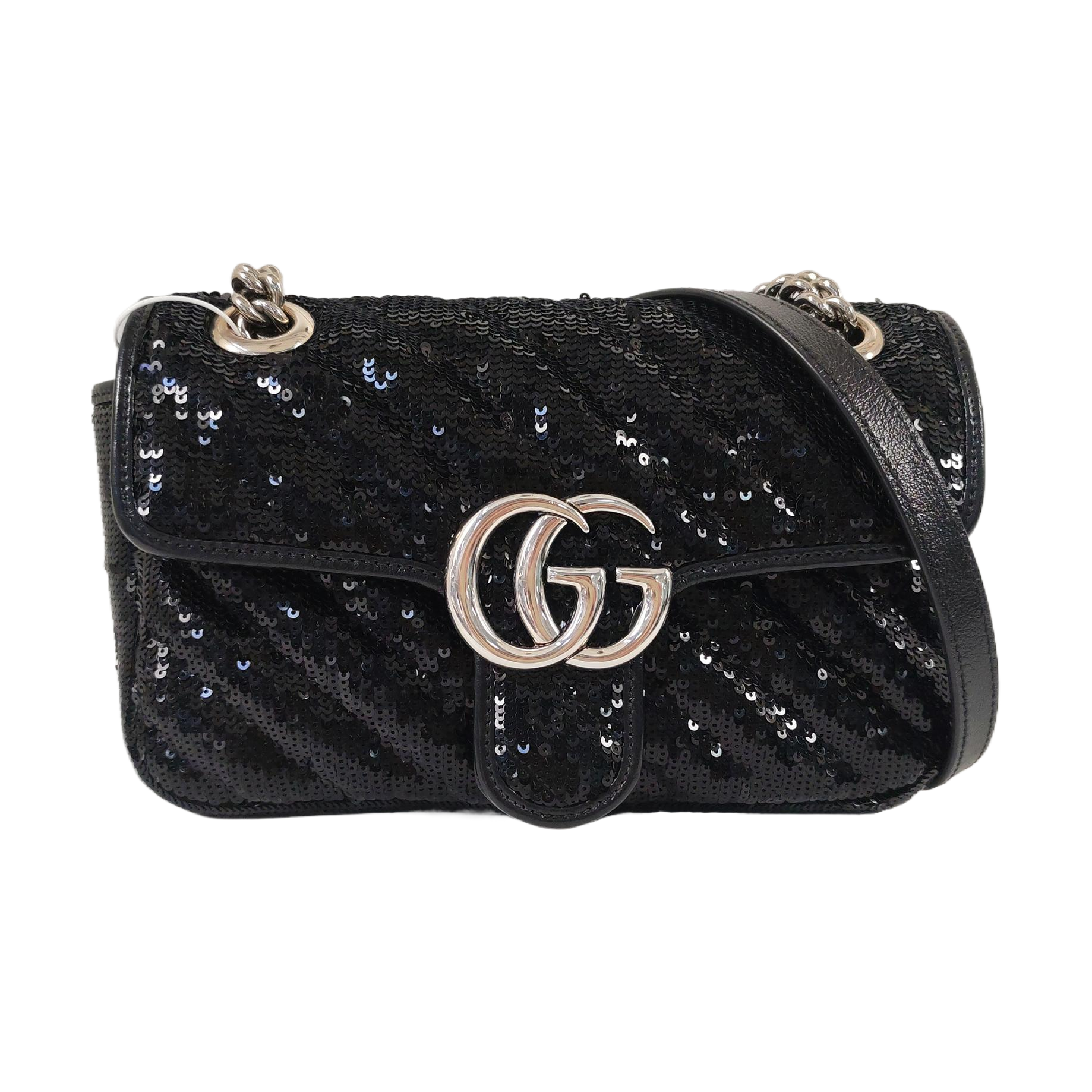 Authenticated pre-owned  GG Marmont Small Quilted Sequins Black - Crossbody Bag at Looply