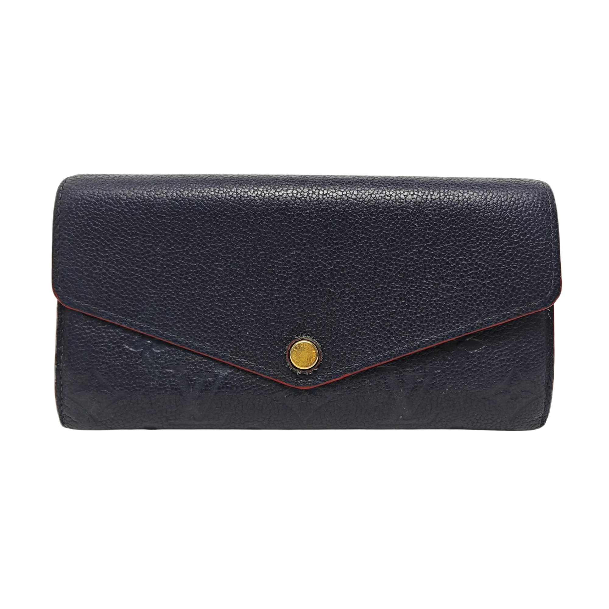 SARAH Monogram Calfskin Blue Wallet