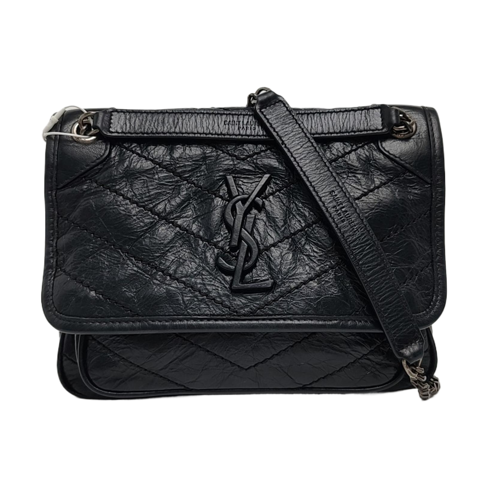 NIKI Small Chevron Calfskin Black