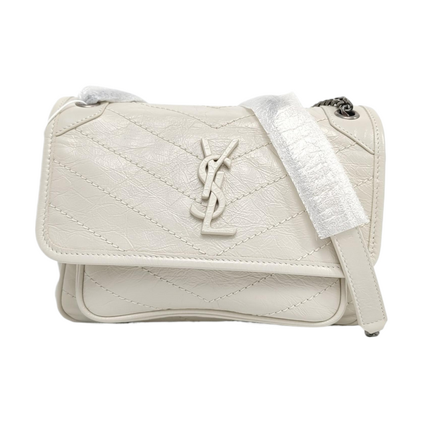 NIKI Small Chevron Calfskin White