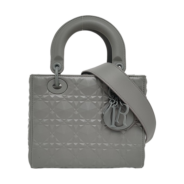 Authenticated pre-owned  Lady Dior Small Quilted Calfskin Grey - Crossbody Bag at Looply