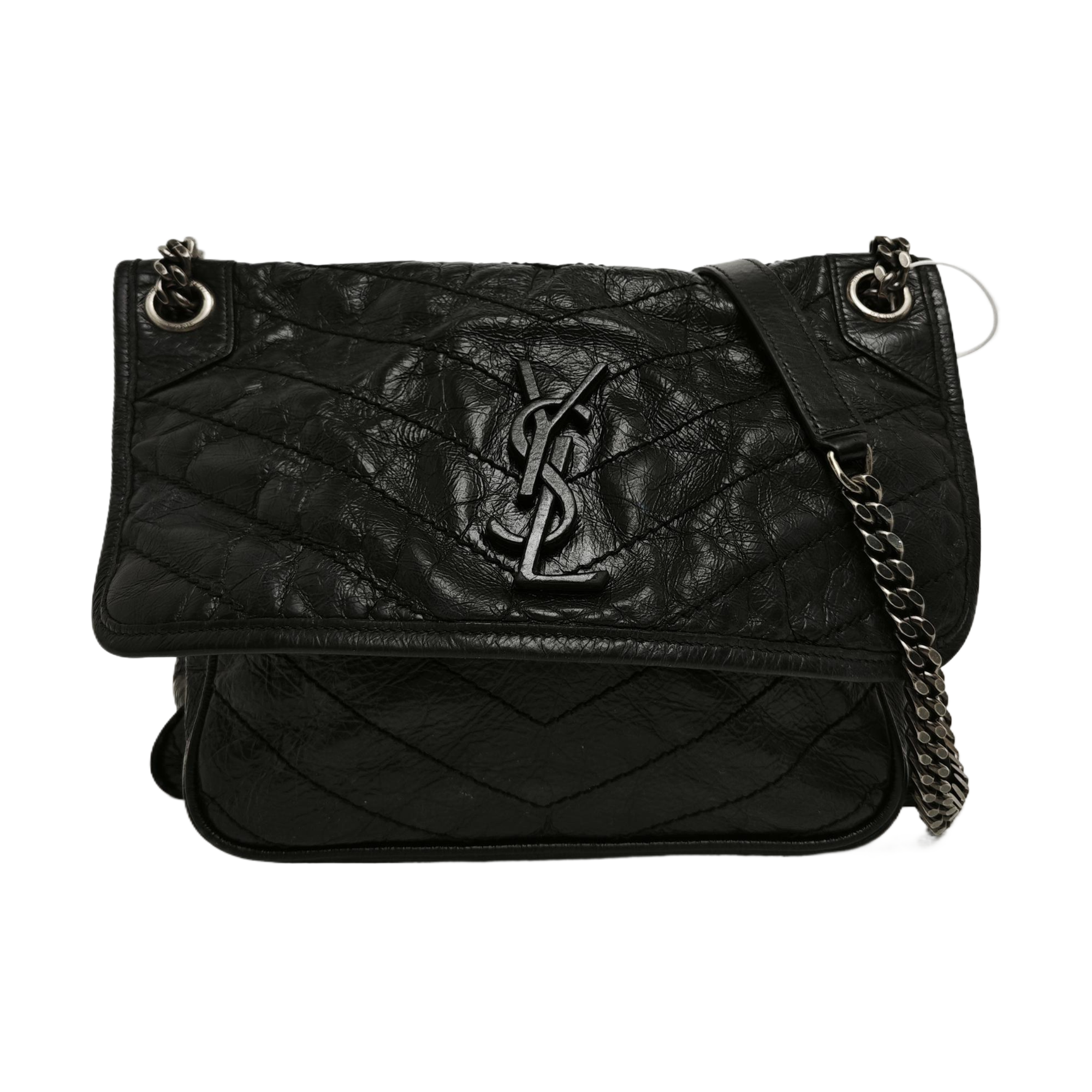 NIKI Medium Chevron Calfskin Black