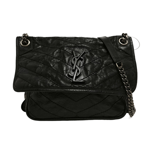 NIKI Medium Chevron Calfskin Black