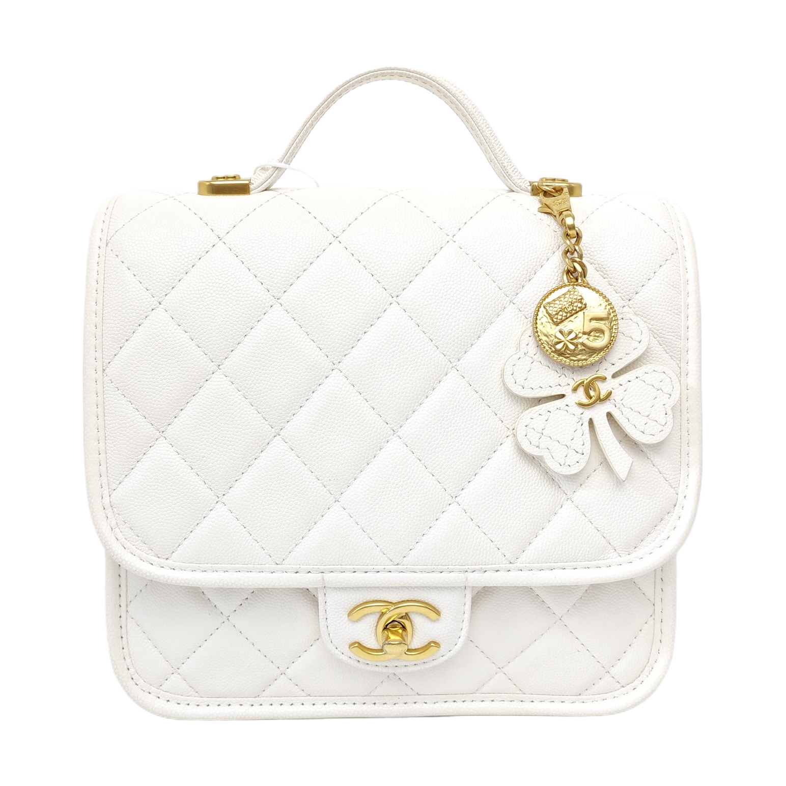 Quilted Calfskin Backpack White
