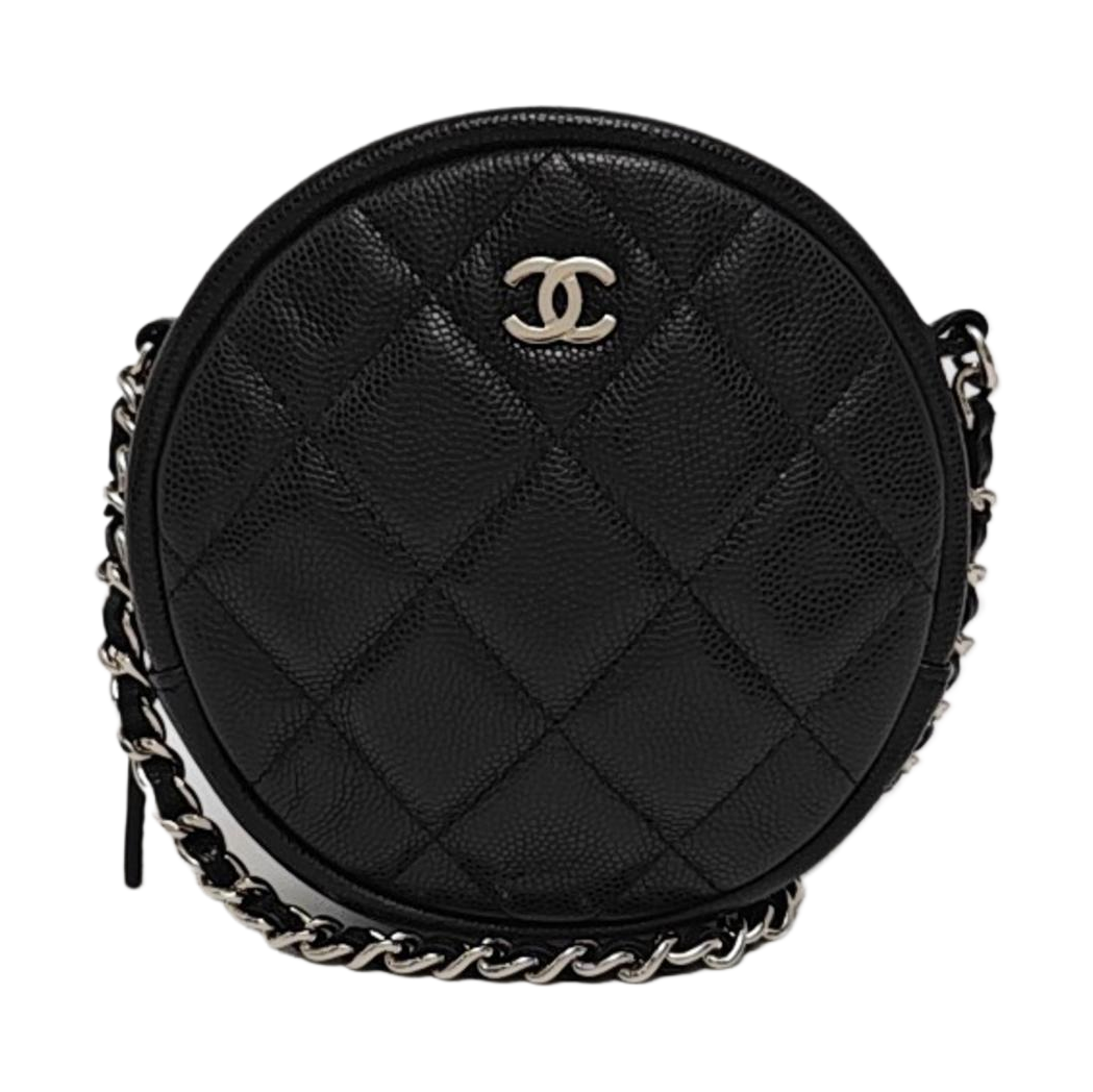 ROUND Quilted Grained Calfskin Black
