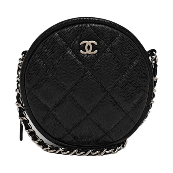 ROUND Quilted Grained Calfskin Black