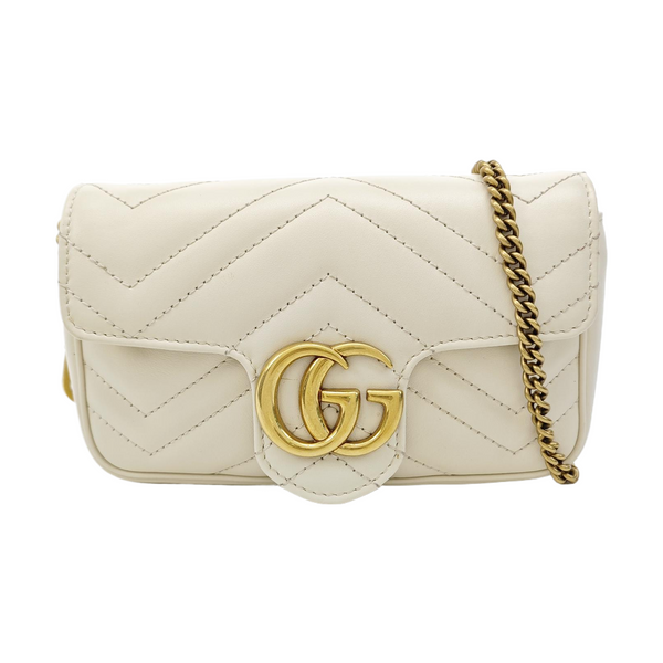 GG Marmont Mini Quilted Calfskin White