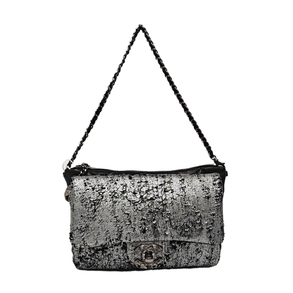 Lambskin Top Handle Bag Silver