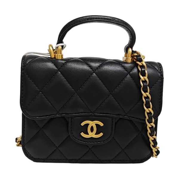 Quilted Lambskin Shoulder Bag Black