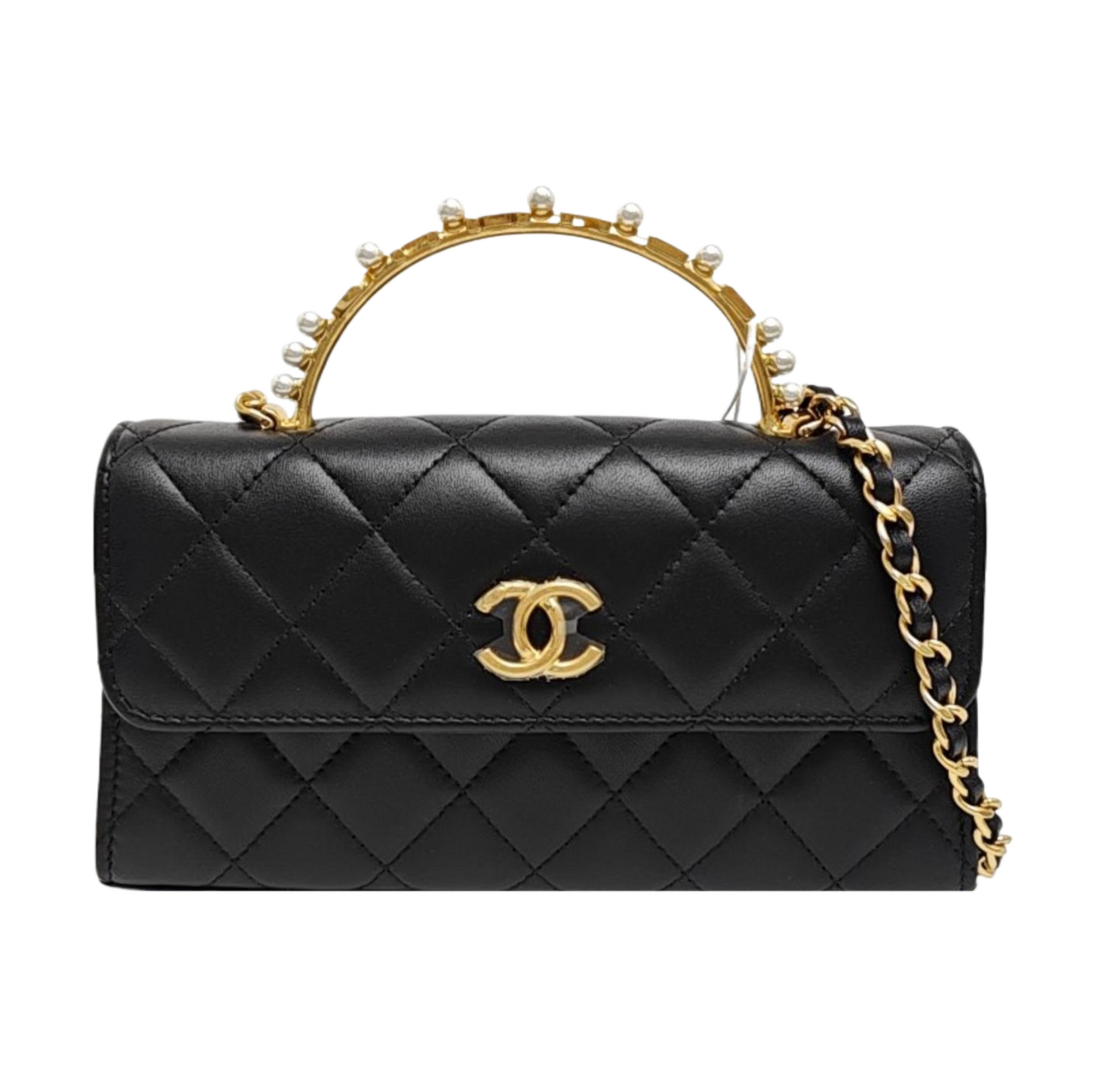 Quilted Lambskin Shoulder Bag Black
