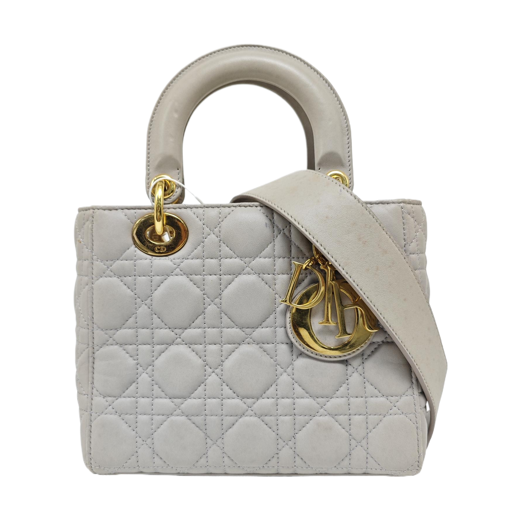 Lady Dior Small Cannage Lambskin Gray