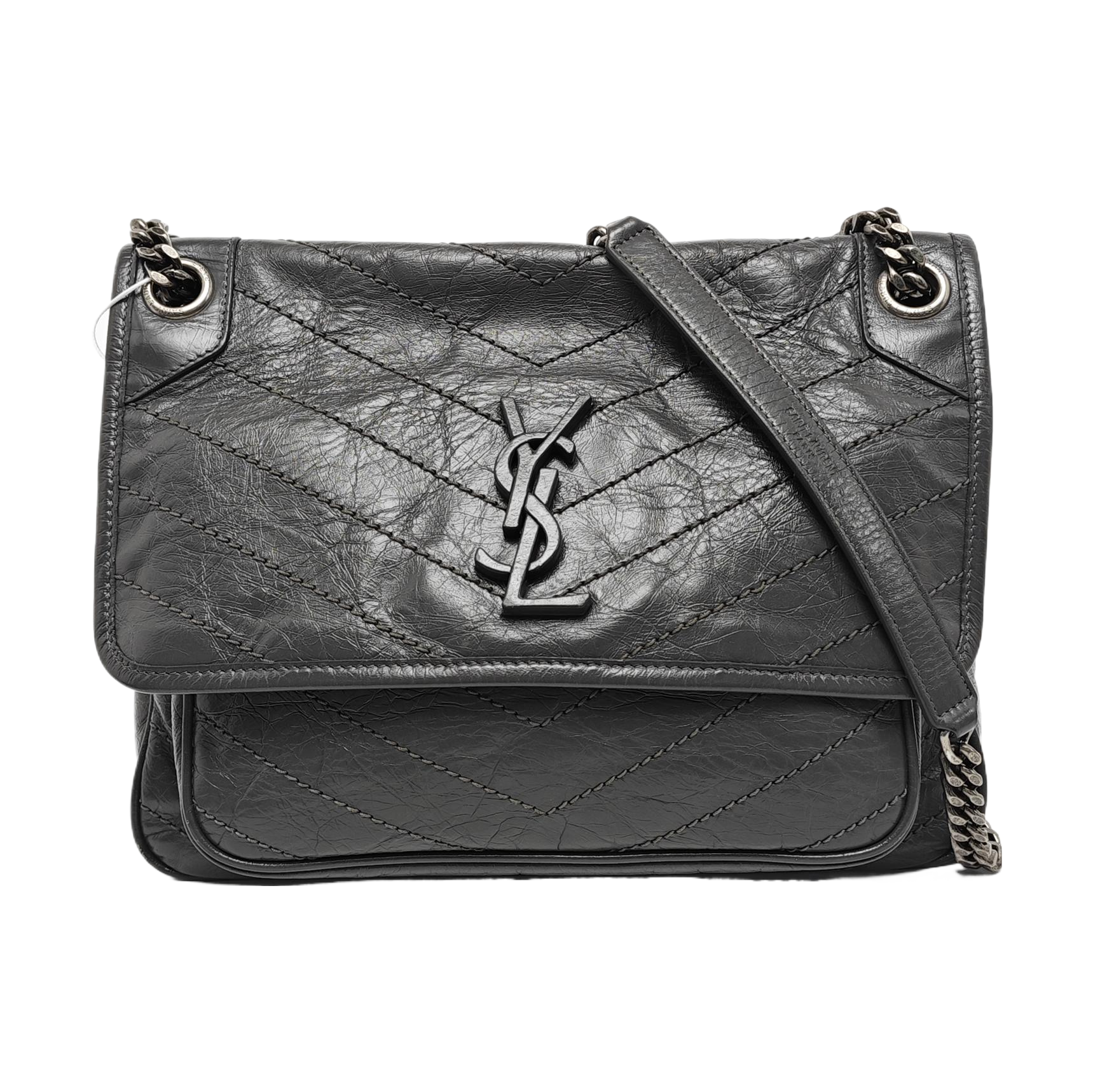 NIKI Medium Chevron Calfskin Gray