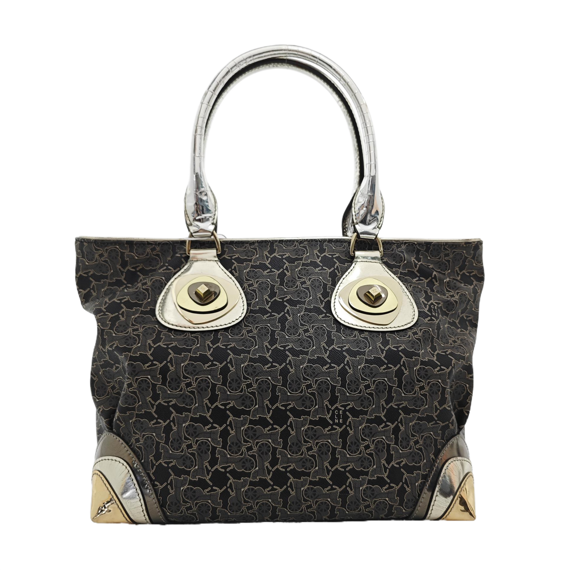 Coated Canvas Top Handle Bag Gray