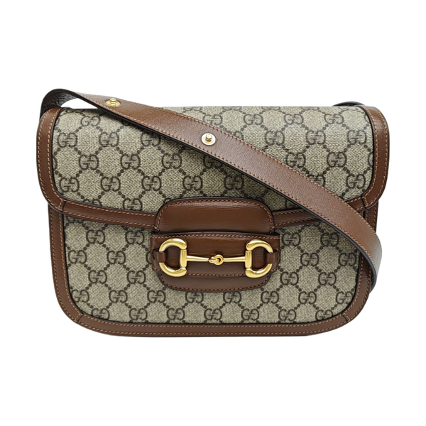 Horsebit 1955 Medium Monogram Coated Canvas Beige