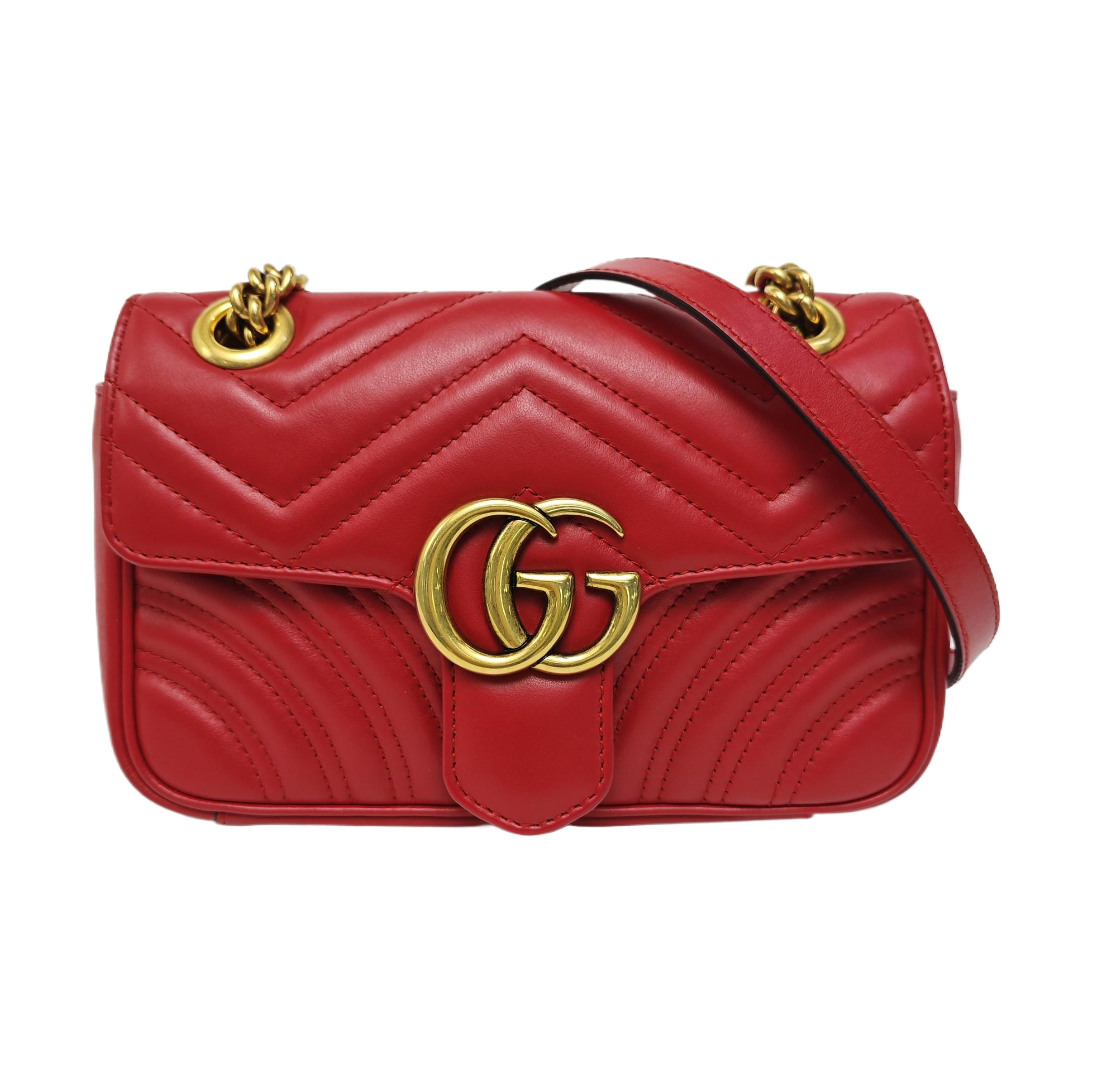 GG Marmont Small Quilted Calfskin Red