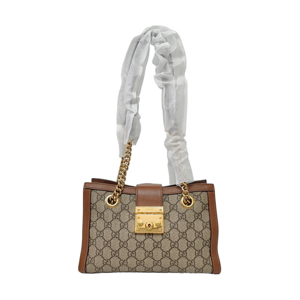 Padlock Small Monogram Coated Canvas Beige