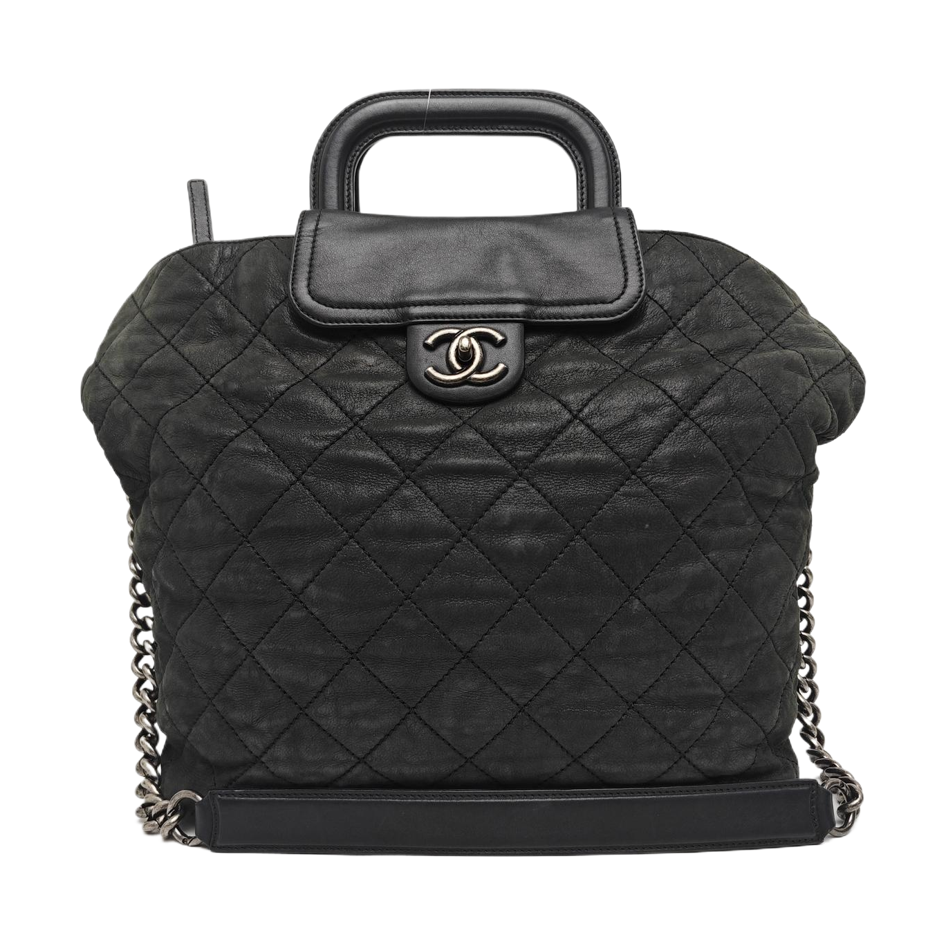 Quilted Calfskin Shoulder Bag Large Black