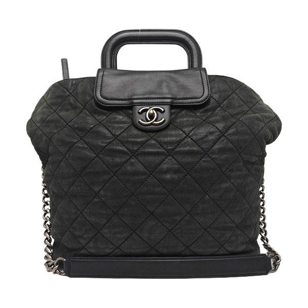 Quilted Calfskin Shoulder Bag Large Black