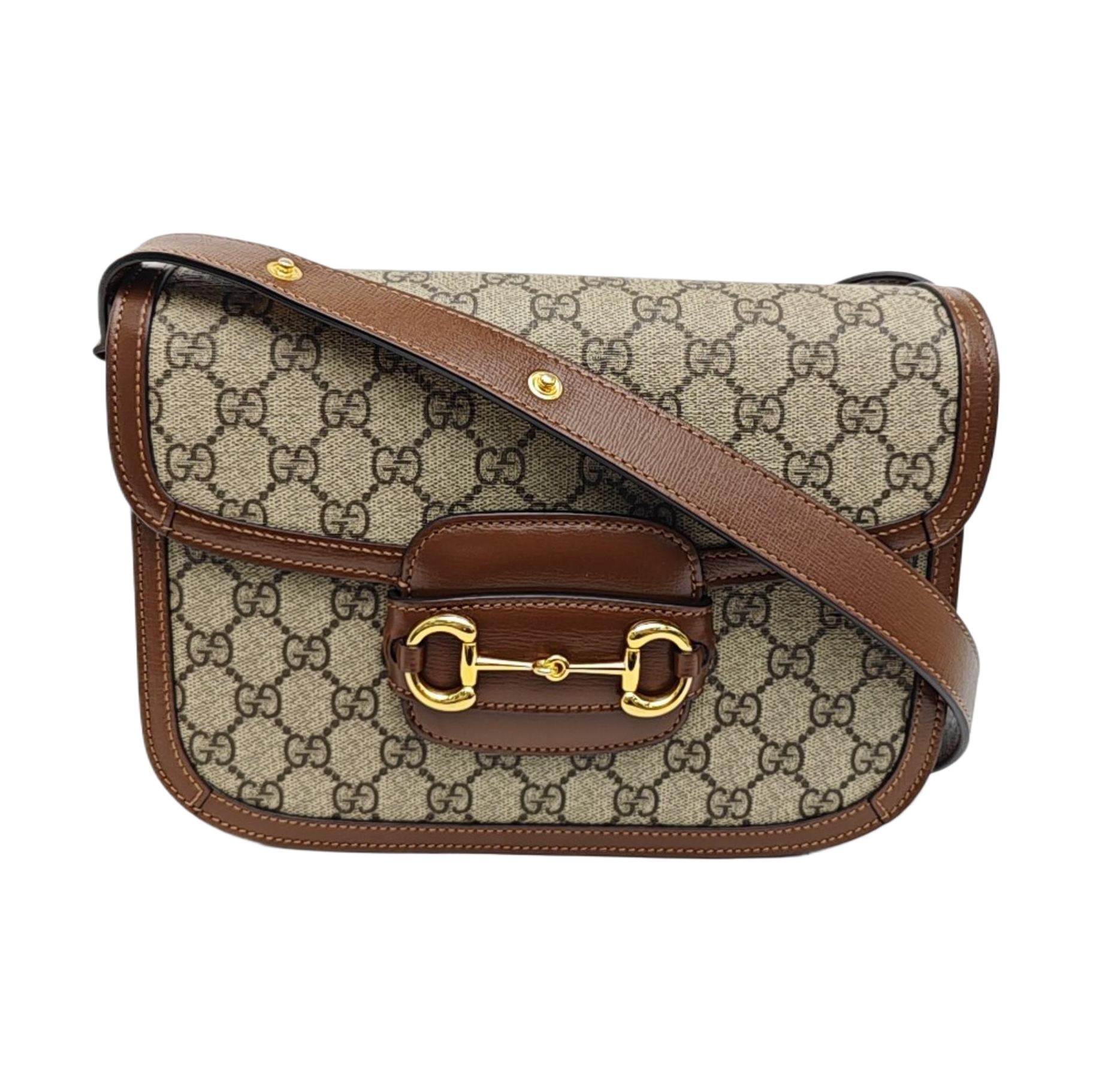 Horsebit 1955 Medium Monogram Coated Canvas Beige