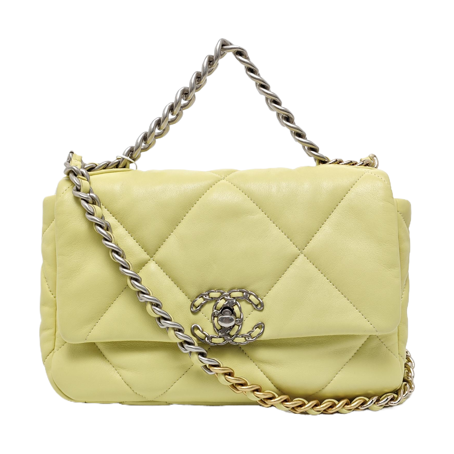 CHANEL 19 Small Quilted Lambskin Yellow
