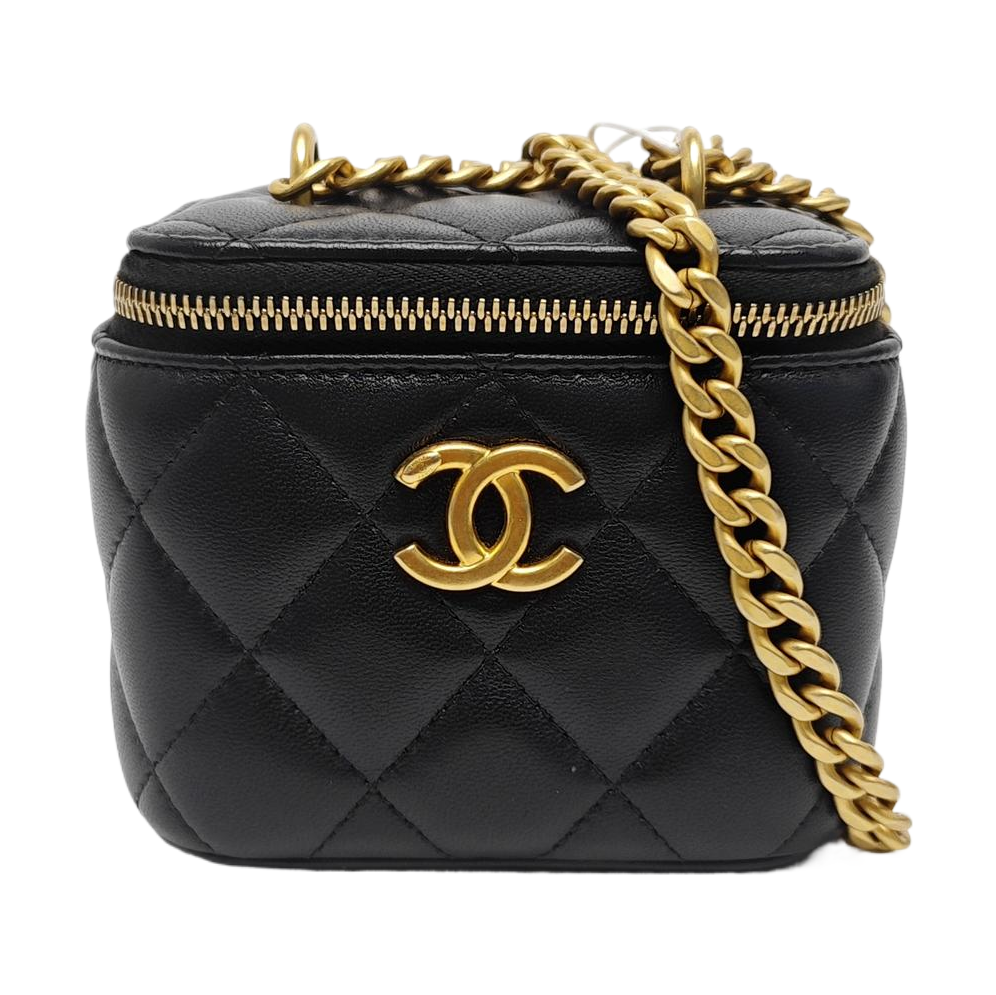 VANITY CASE Mini Quilted Lambskin Black