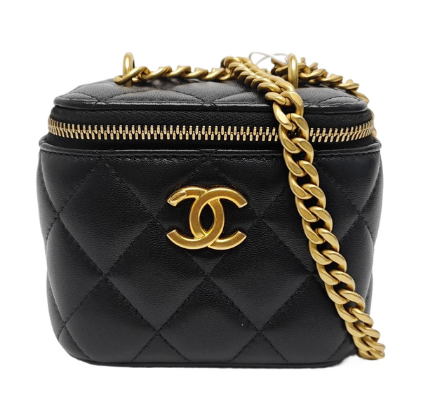 VANITY CASE Mini Quilted Lambskin Black