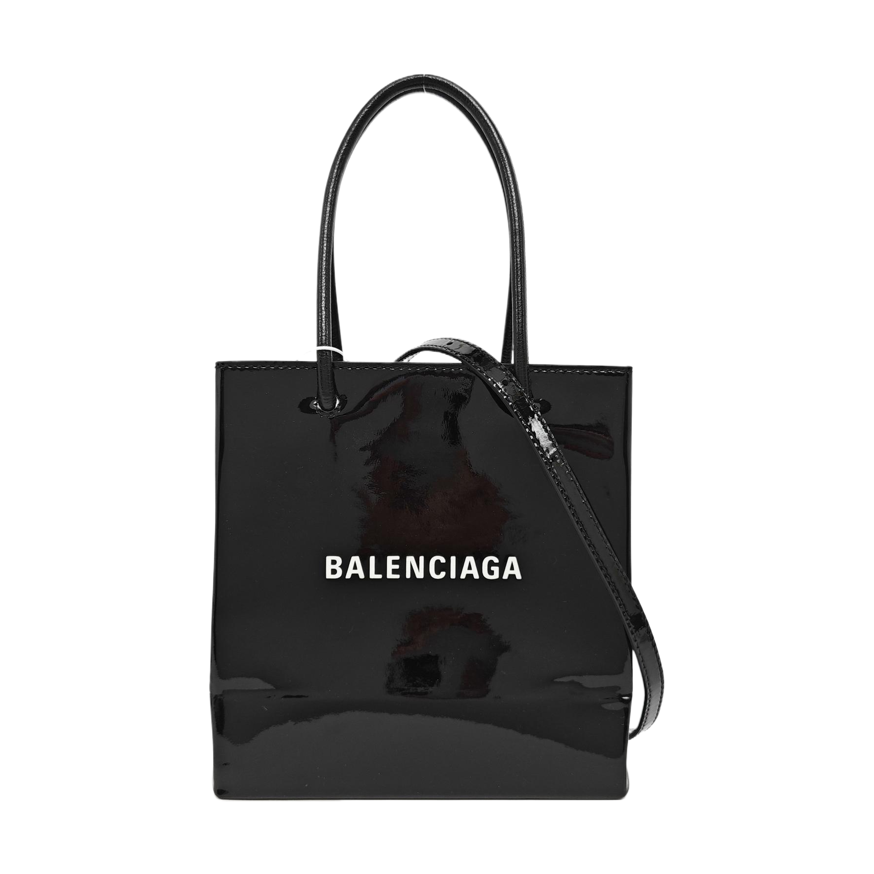 Shopping Bag Super Mini Patent Leather Black