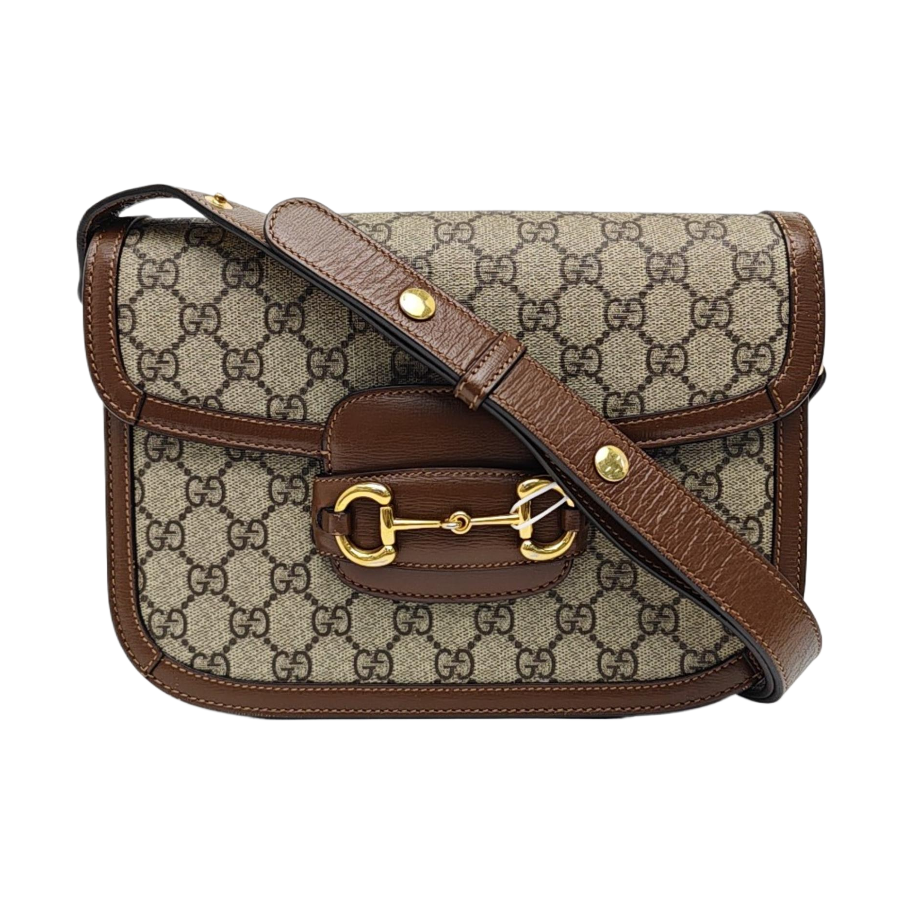 Horsebit 1955 Medium Monogram Coated Canvas Beige