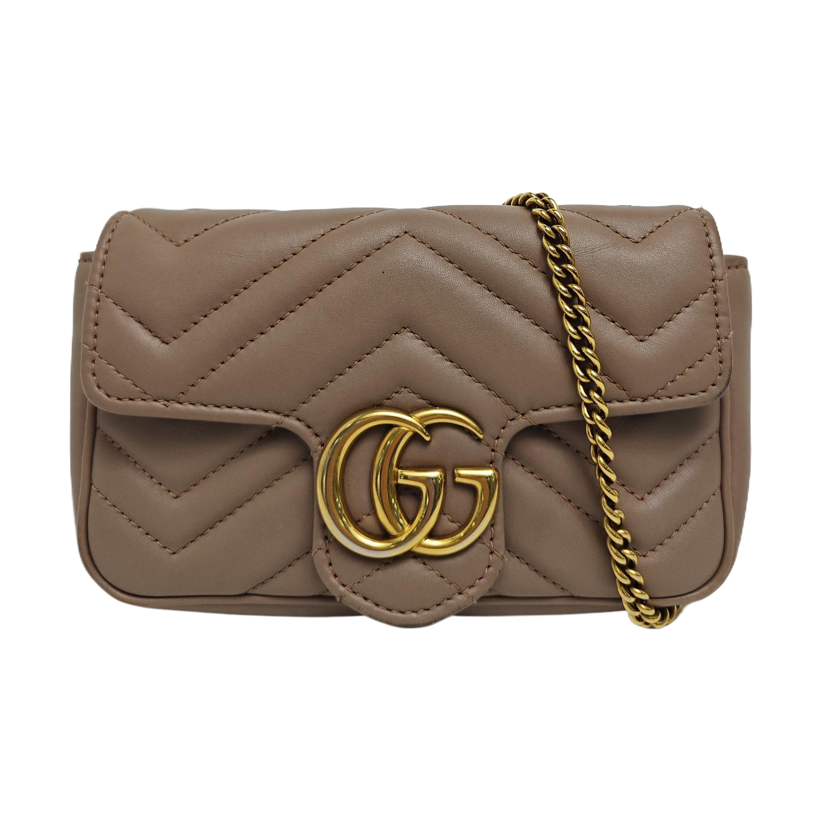 GG Marmont Mini Quilted Calfskin Beige