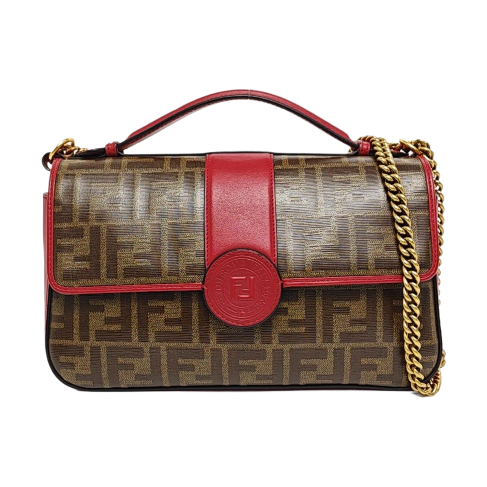 Coated Canvas Shoulder Bag Brown