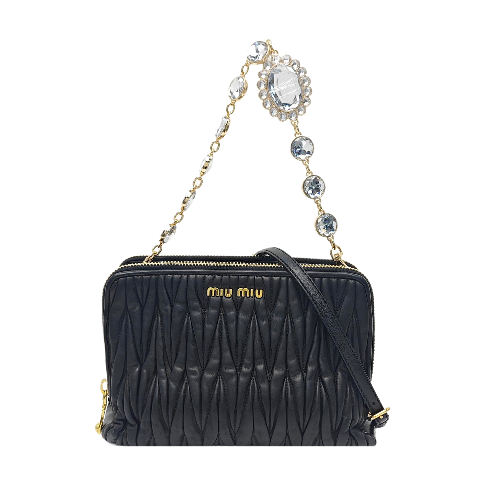 Quilted Lambskin Shoulder Bag Black